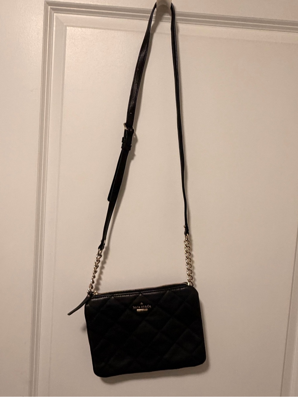 kate spade Black Quilted Crossbody with Gold Chain Strap